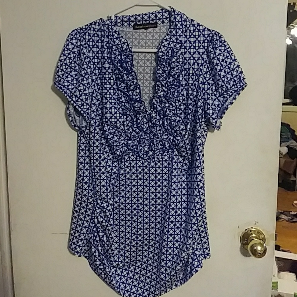 Heartsoul plus bright blue and white pattern